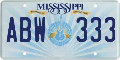 MS license plate ABW333