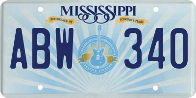 MS license plate ABW340