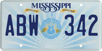 MS license plate ABW342