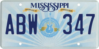 MS license plate ABW347