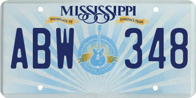 MS license plate ABW348