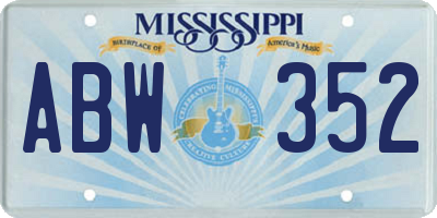 MS license plate ABW352