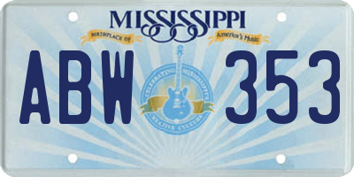 MS license plate ABW353