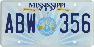 MS license plate ABW356