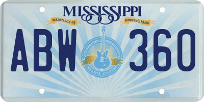 MS license plate ABW360