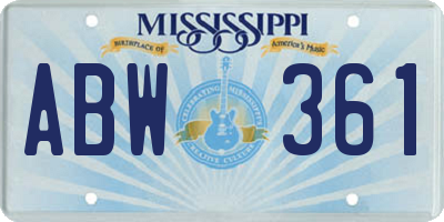 MS license plate ABW361