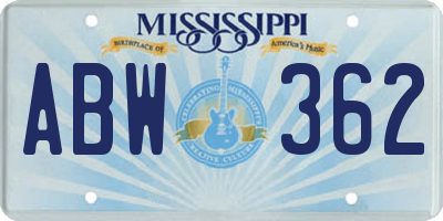 MS license plate ABW362