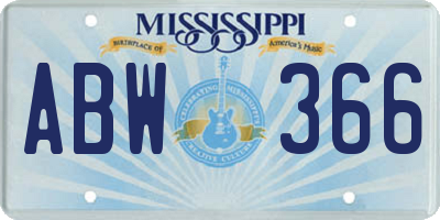 MS license plate ABW366