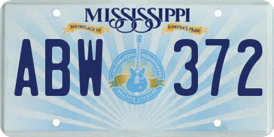 MS license plate ABW372