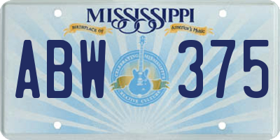MS license plate ABW375