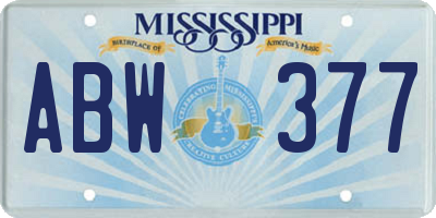 MS license plate ABW377