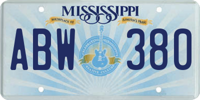 MS license plate ABW380