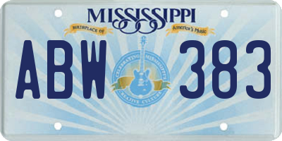 MS license plate ABW383