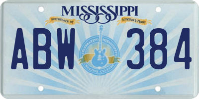 MS license plate ABW384