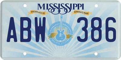 MS license plate ABW386