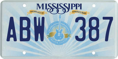 MS license plate ABW387