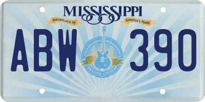 MS license plate ABW390