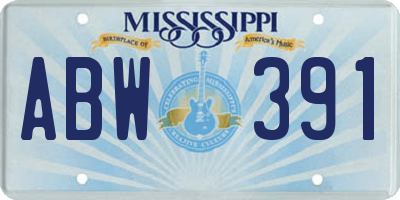 MS license plate ABW391
