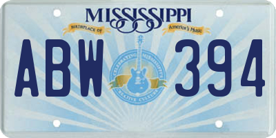MS license plate ABW394