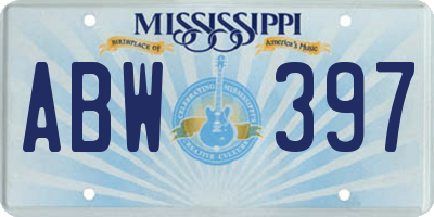 MS license plate ABW397