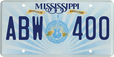 MS license plate ABW400