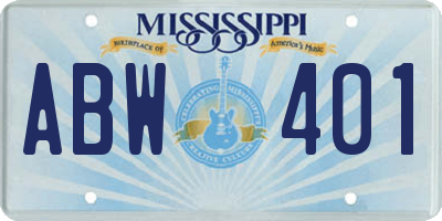 MS license plate ABW401