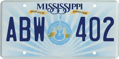 MS license plate ABW402