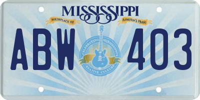 MS license plate ABW403