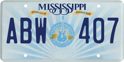 MS license plate ABW407