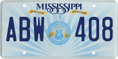 MS license plate ABW408