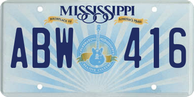 MS license plate ABW416