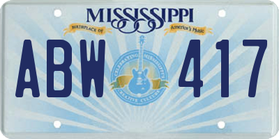 MS license plate ABW417