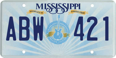 MS license plate ABW421