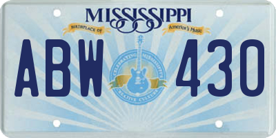 MS license plate ABW430