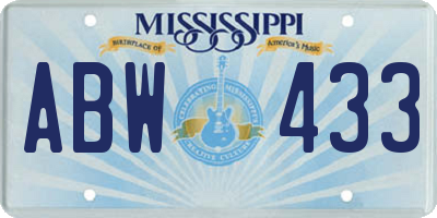 MS license plate ABW433