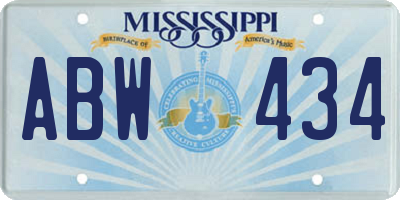 MS license plate ABW434