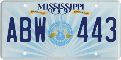 MS license plate ABW443
