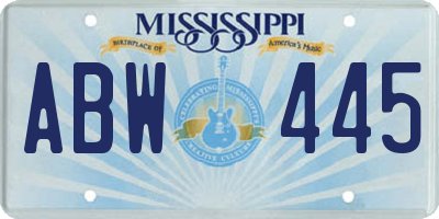 MS license plate ABW445
