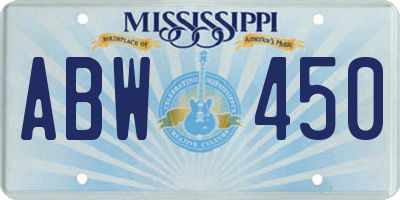 MS license plate ABW450