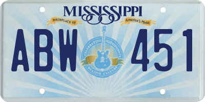 MS license plate ABW451