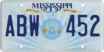 MS license plate ABW452