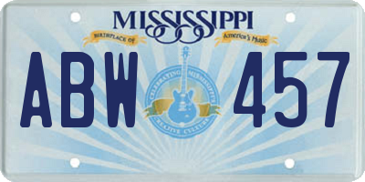 MS license plate ABW457