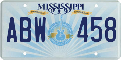 MS license plate ABW458