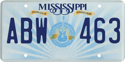 MS license plate ABW463