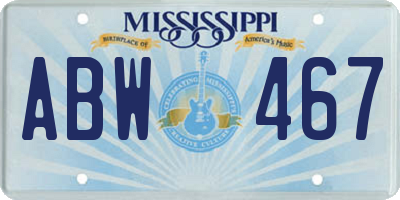 MS license plate ABW467