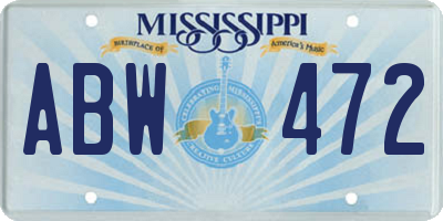 MS license plate ABW472