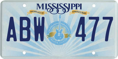 MS license plate ABW477