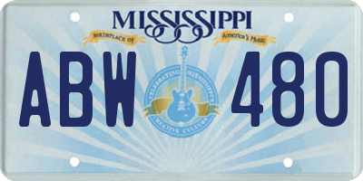 MS license plate ABW480