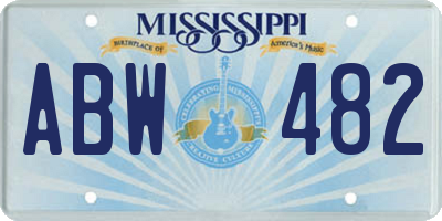 MS license plate ABW482