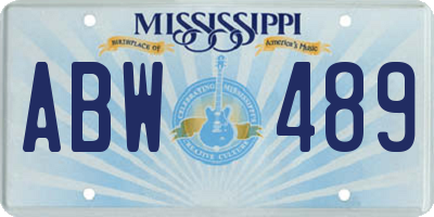 MS license plate ABW489